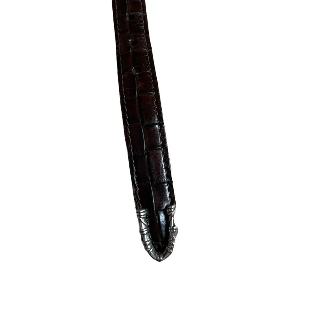 Brighton Brown Leather Tan Silver Belt‎ Women's